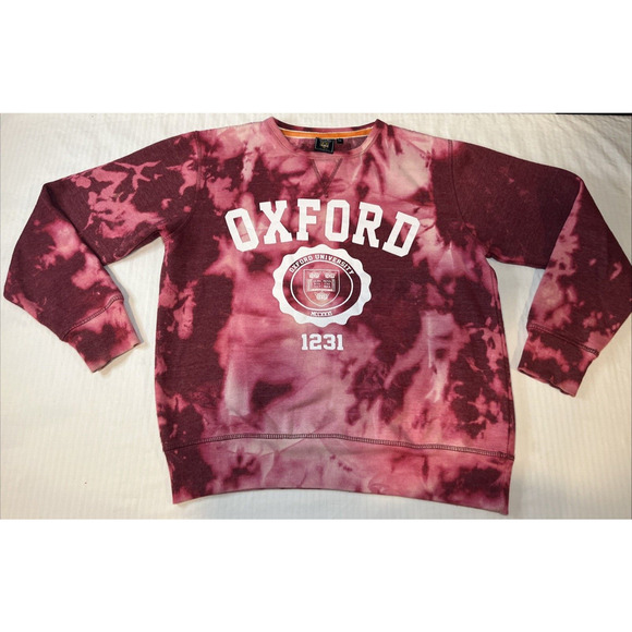 Oxford University Sweatshirt Men’s Medium Pink Tie Dye Long Sleeve Crew Neck - Picture 1 of 8